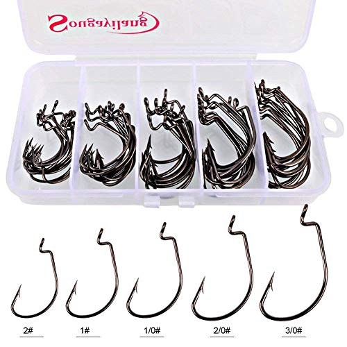 Sougayilang Carbon Steel Jig Hooks with Box (50 Pack)