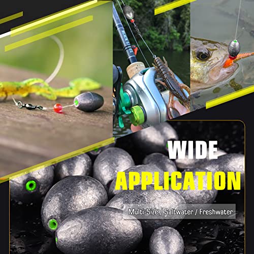 AMYSPORTS 10pcs Egg Lead Fishing Weights Set