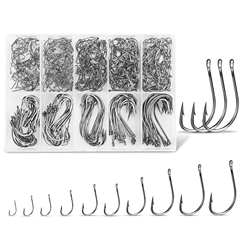 Vnnwueu High Carbon Fishing Hooks - Size 6 to 24