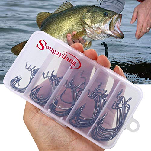 Sougayilang Carbon Steel Jig Hooks with Box (50 Pack)