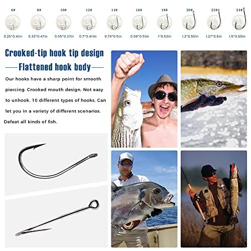 Vnnwueu High Carbon Fishing Hooks - Size 6 to 24
