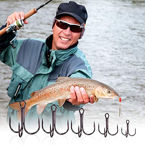 UCEC Treble Hooks Kit - 50pcs High Carbon Steel