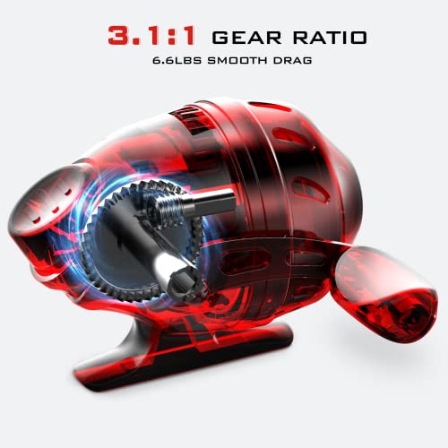 KastKing Cadet Red Spincast Fishing Reel 3.1:1