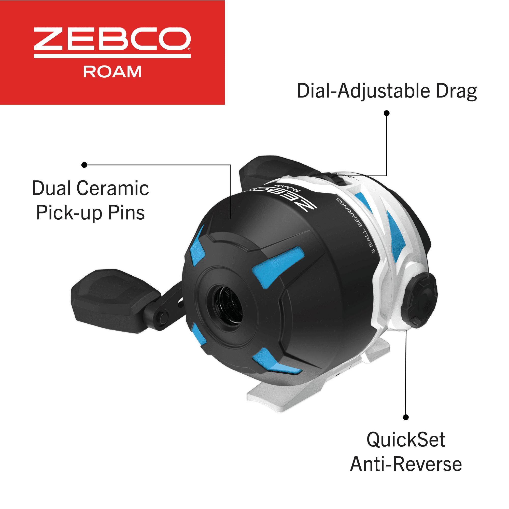 Zebco Roam Size 30 Spinning Fishing Reel - Blue