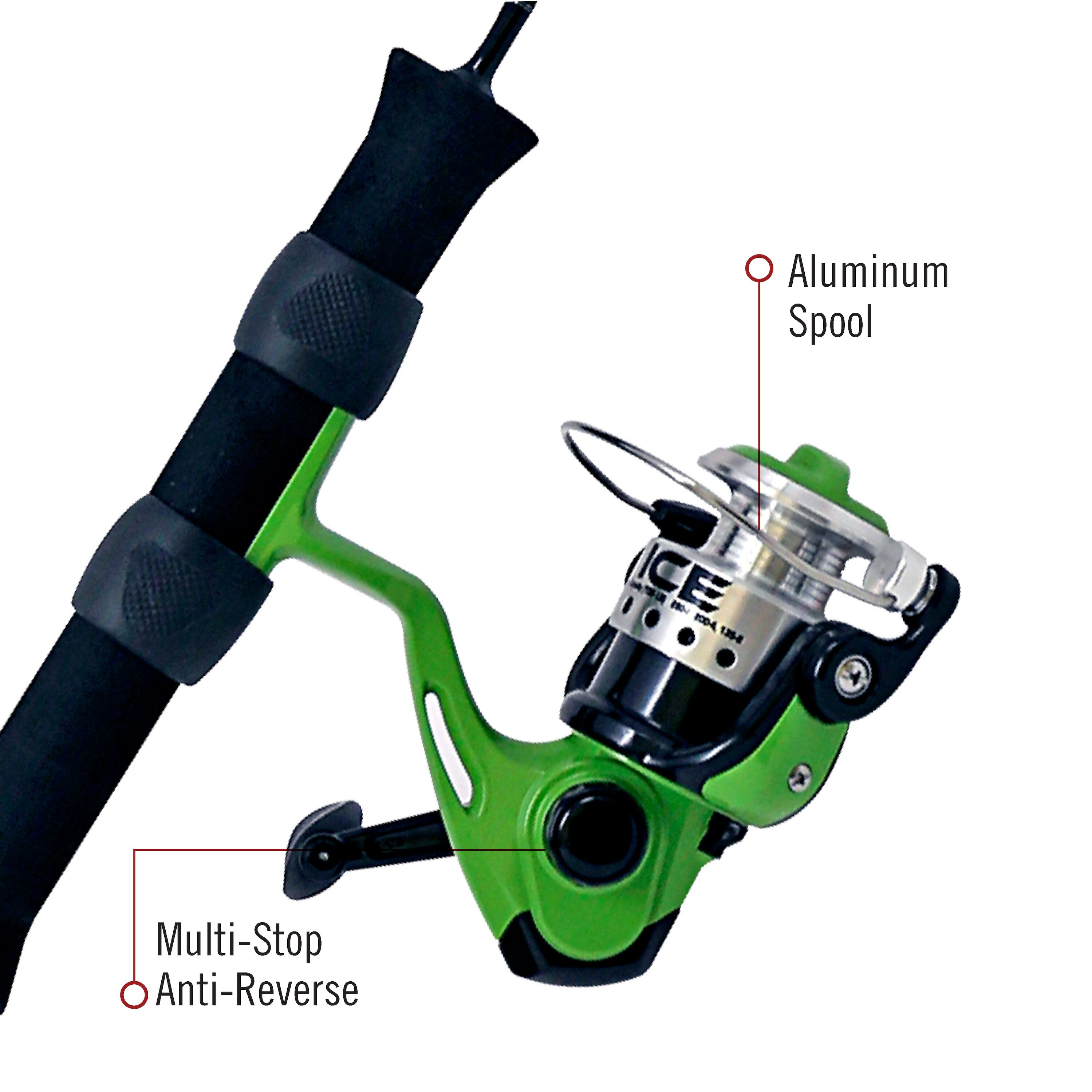 Quantum Ice Fishing Rod and Reel Combo, Green