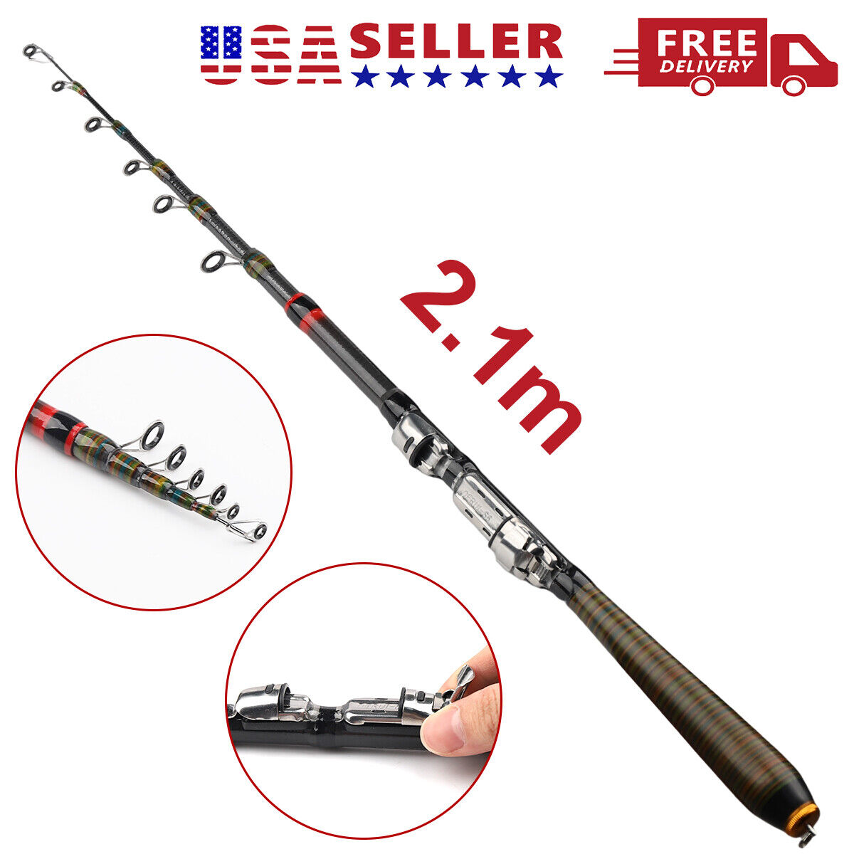 Portable Carbon Fiber Telescopic Fishing Rod 20-50LB