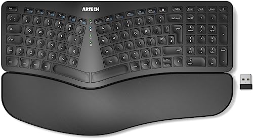 Arteck Wireless Split Ergonomic Keyboard with Wrist Rest