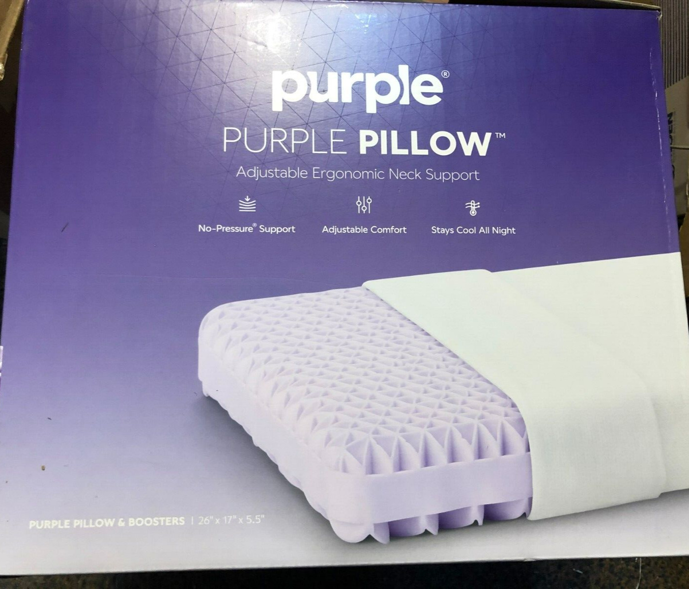 Purple Original Adjustable Ergonomic Pillow with Booster