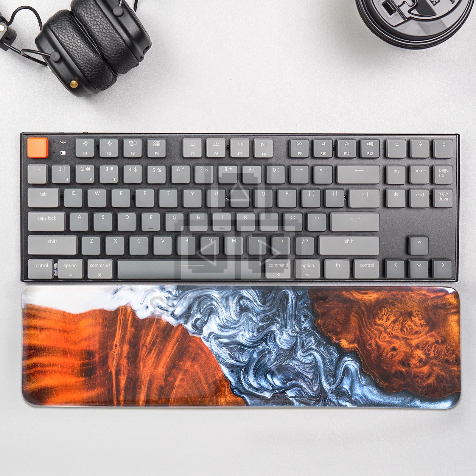 Ying Yang Wood Resin Keyboard Wrist Rest