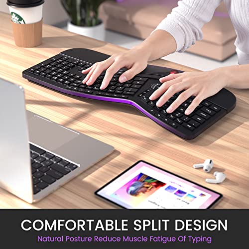 Ergonomic Wireless Keyboard and Trackball Mouse Combo