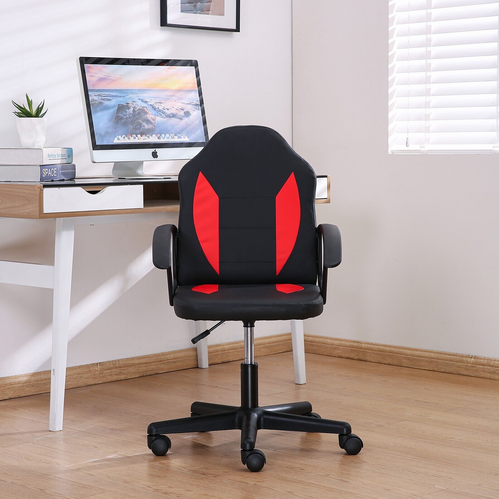 Ergonomic PU Leather Small Office Swivel Chair