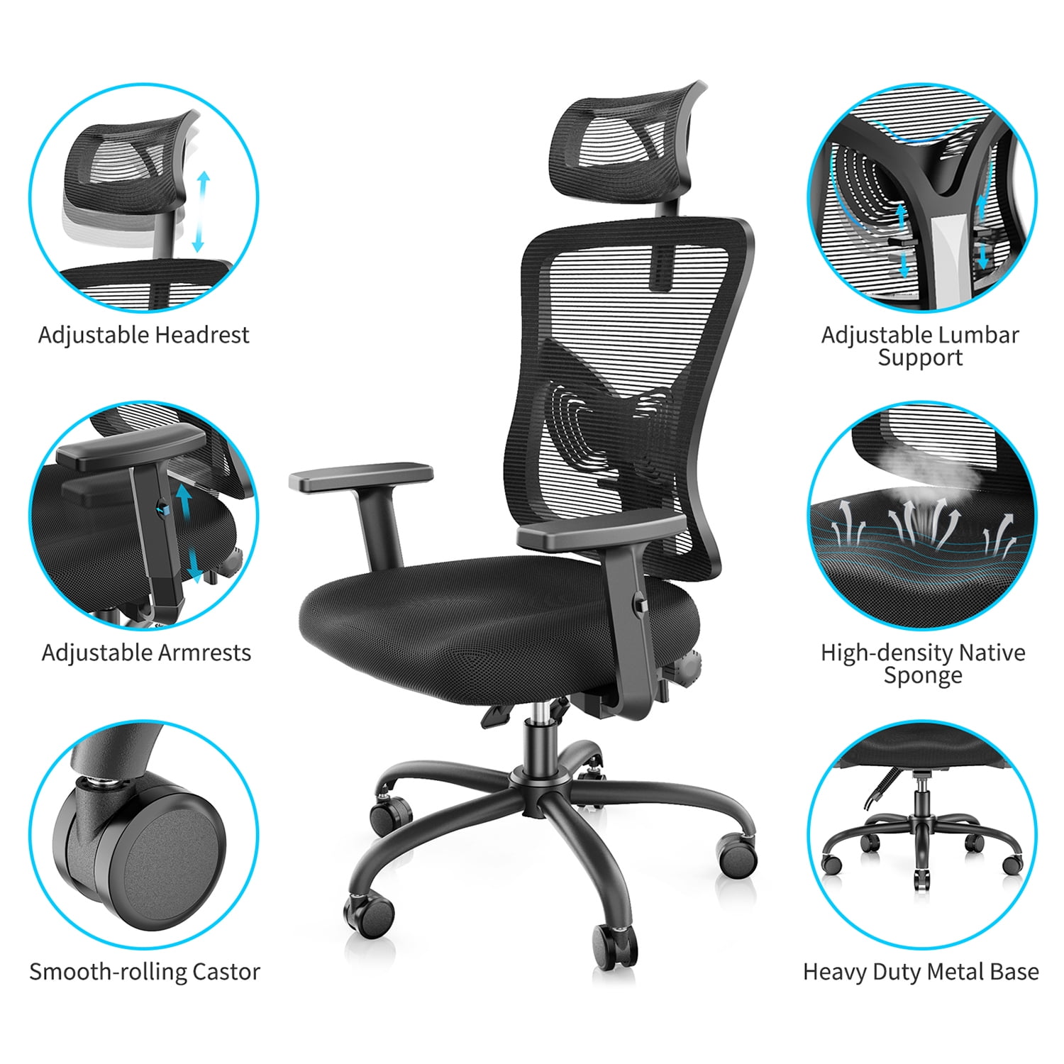 Black Mesh High Back Ergonomic Office Chair