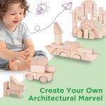 Wooden Building Blocks Set for Kids 72 PCS