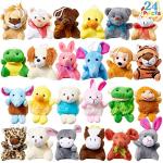 24 Pack Mini Plush Safari Animals for Kids