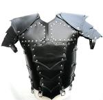 AREENO Men's Black Leather Body Armor Vest 3XL