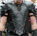 AREENO Men's Black Leather Body Armor Vest 3XL