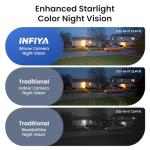INFIYA 2K No Drill Window Camera-2 Pack 2.4Ghz & 5Ghz WiFi Dome Cameras for Home Security for Indoor & Outdoor Monitoring, Color Night Vision, Human Detection, 24/7 Recording, Ideal for Apartment, K1