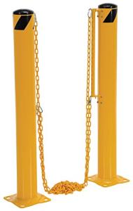 Vestil Steel Dock Chain Barrier Bollard, Yellow