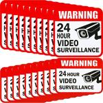 Tatuo Video Surveillance Sticker Signs - 20 Pack
