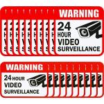 Tatuo Video Surveillance Sticker Signs - 20 Pack