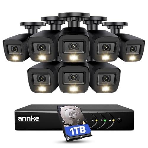 ANNKE 3K Lite Wired Security Camera System Outdoor with AI Human/Vehicle Detection, 8CH H.265+ DVR and 8 x 1920TVL 2MP IP67 Home CCTV Cameras with Smart Dual Light, Color Night Vision, 1TB Hard Drive