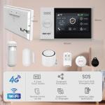 WiFi Wireless Alarm System for Home Security - 24/7 Protection Smart Home Devices 4.3" Touch Screen, GSM/4G+WiFi, App Instant Alerts, No Monthly Fee, Alexa Compatible for Villa, Kids Safety (24 pcs)