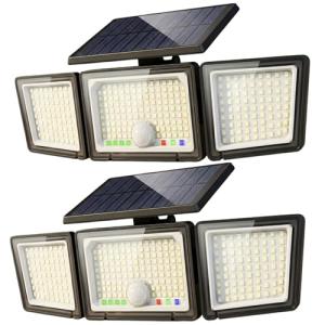 Solar Motion Sensor LED Security Flood Lights (2 Pack)
