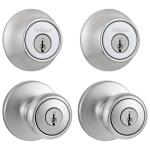 Kwikset Tylo Satin Chrome Door Knob and Deadbolt Set