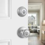 Kwikset Tylo Satin Chrome Door Knob and Deadbolt Set