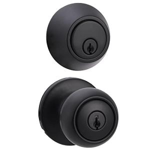 Matte Black Keyed Door Knob and Deadbolt Set