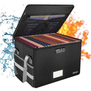 Fireproof Lockable File Box with Organizer Pockets
