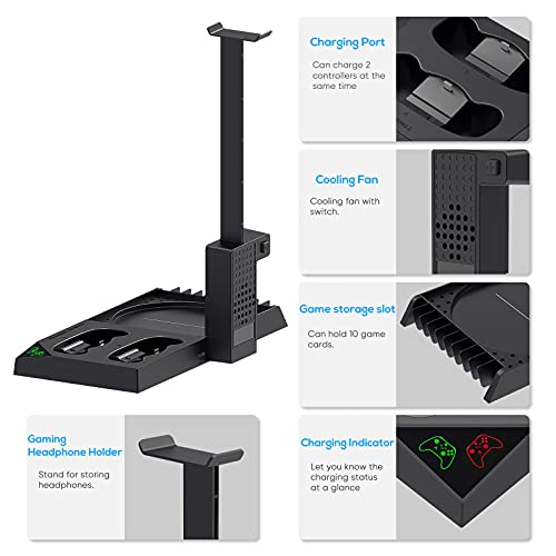 Vertical Charging Stand with Cooling Fan for Xbox Series X