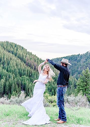 Boho Long Sleeve Lace Wedding Dress - White