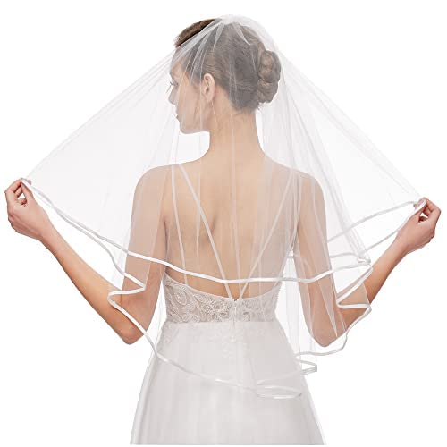 Bridal Veil Two-Layer with Comb and Scalloped Edge