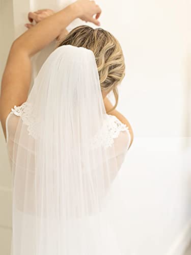Ursumy Long White Wedding Cathedral Tulle Veil