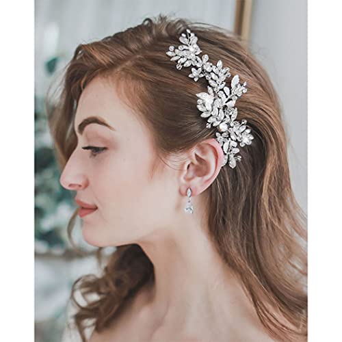 Rhinestone Leaf Hair Comb for Bridesmaids and Brides