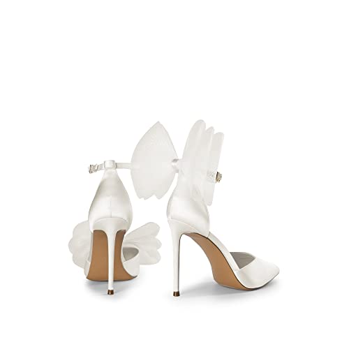 White Strappy High Heel Wedding Pumps Size 7