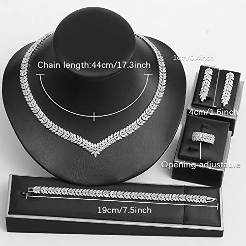 Elegant Leaves-Shaped CZ Bridal Jewelry Set