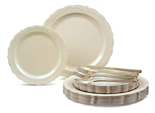 150-Piece Vintage Wedding Disposable Dinnerware Set