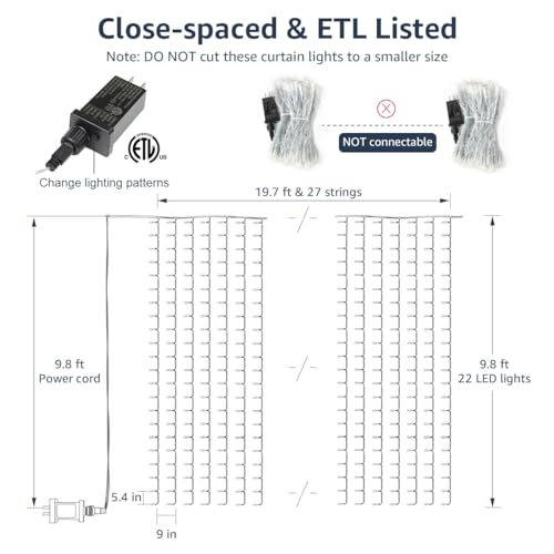 20x10 ft LED Curtain Fairy Lights for Weddings