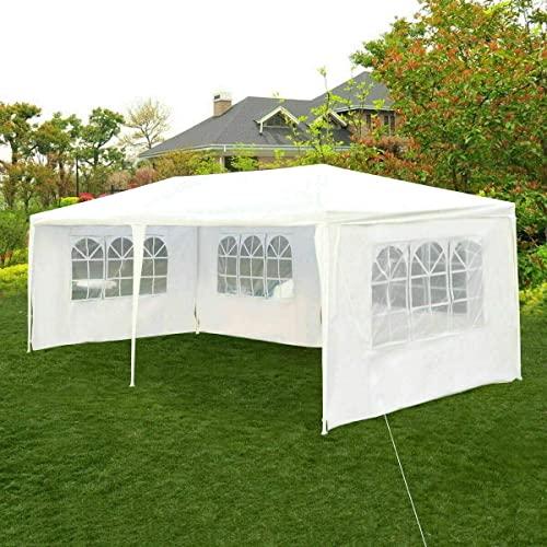 Tangkula Outdoor 10 x 20 Feet Canopy Tent, Party Wedding Tent with Removable Walls, Portable Canopy Shelter Gazebo Pavilion for Event, Backyard, White Tent w/Carry Bag (4 Sidewalls)