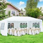 Tangkula Outdoor 10 x 20 Feet Canopy Tent, Party Wedding Tent with Removable Walls, Portable Canopy Shelter Gazebo Pavilion for Event, Backyard, White Tent w/Carry Bag (4 Sidewalls)
