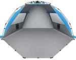 Oileus X-Large 4 Person Beach Tent Sun Shelter - Portable Sun Shade Instant Tent for Beach with Carrying Bag, Stakes, 6 Sand Pockets, Anti UV for Fishing Hiking Camping, Waterproof Windproof, Blue
