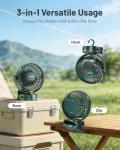 Camping Fan with Remote Control - 12000mAh Rechargeable Battery Powered Fan, Camping Fans for Tents with LED light & Hanging Hook, Rechargeable Battery Operated Ceiling Fans for Tent RV Bed, Green