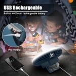 Portable Camping Fan with LED Lantern XTAUTO USB Rechargeable Waterproof Tent Fan with Hanging Hook Magnet Survival Kits for Indoor Outdoor Hiking Car Office Desk Outdoor Emergency Power Outage 2-pack