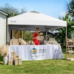 CROWN SHADES 10x10 Pop Up Canopy with 1 Side Wall - Beach Tent with One Push Setup - Outdoor Sun Shade for Events, Parties, Camping - Gazebo with STO-N-Go Cover Bag (White)