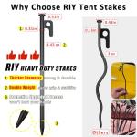 8 Pack Tent Stakes Heavy Duty 12 inch Steel Tent Pegs for Camping Unbreakable and Inflexible