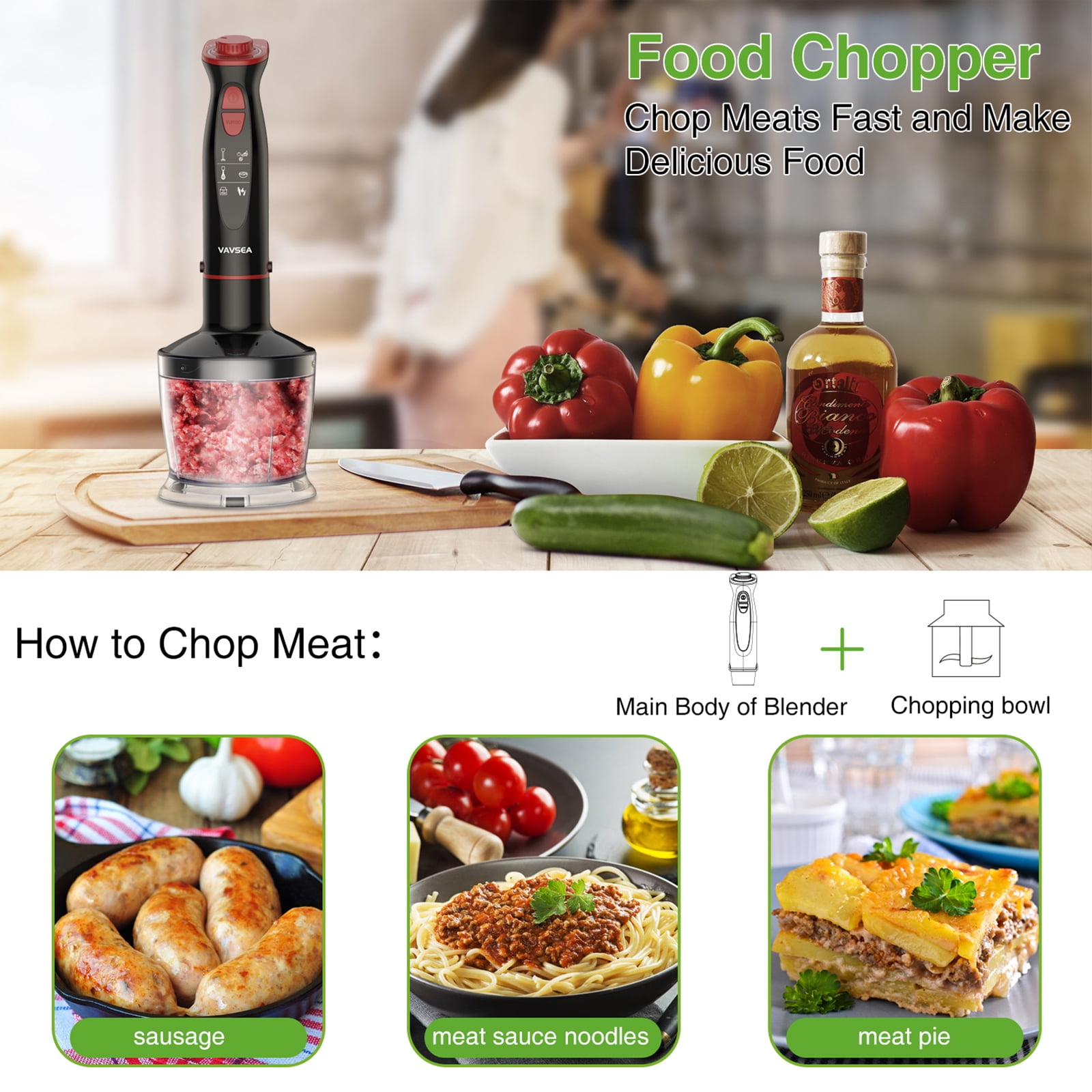 VAVSEA 5-in-1 Hand Blender with Accessories