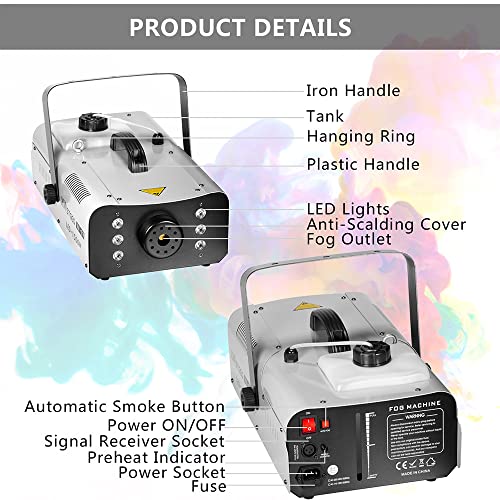 1500 Watt Fog Machine with LED Lights and Remote