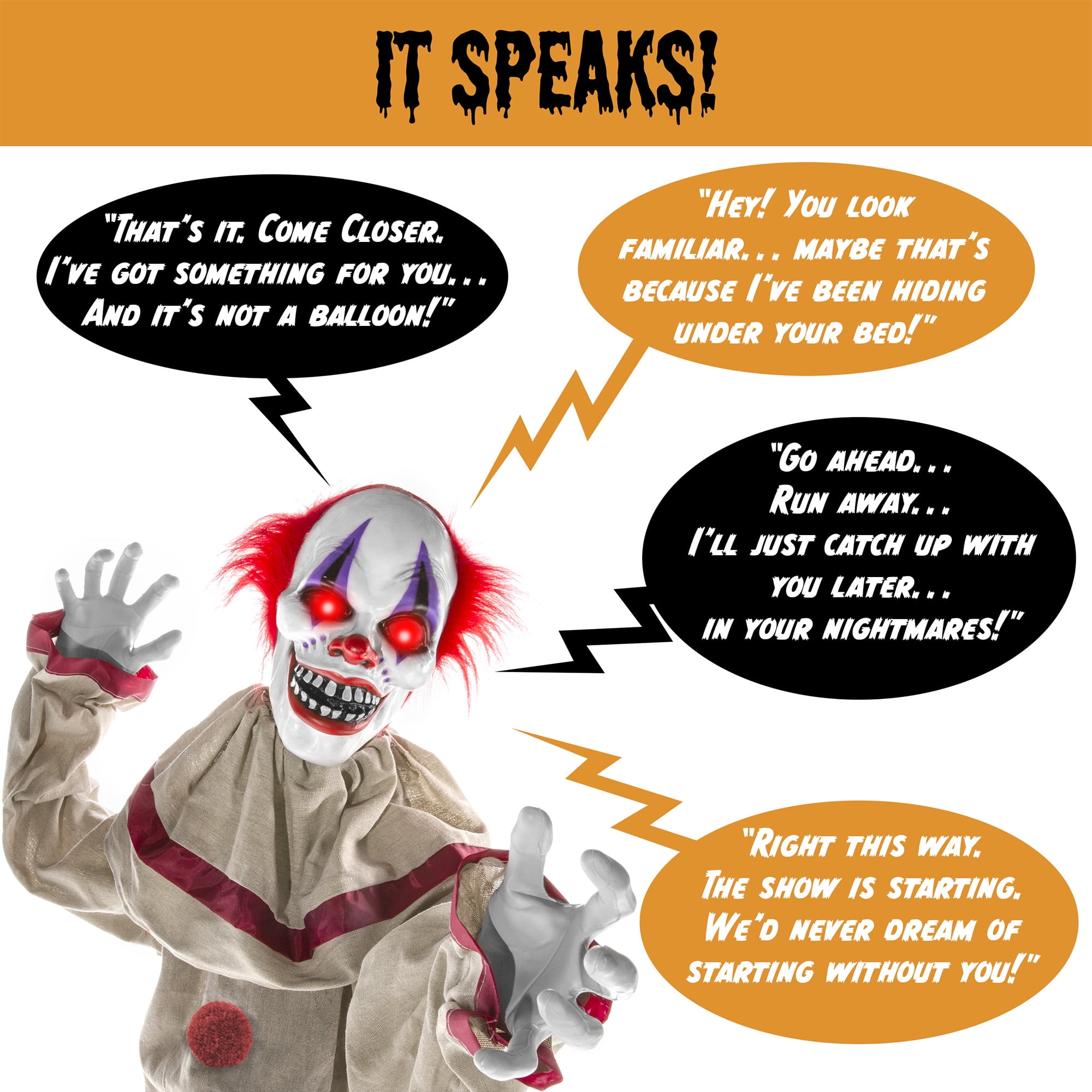 Motion Activated Scary Harry Clown Halloween Prop